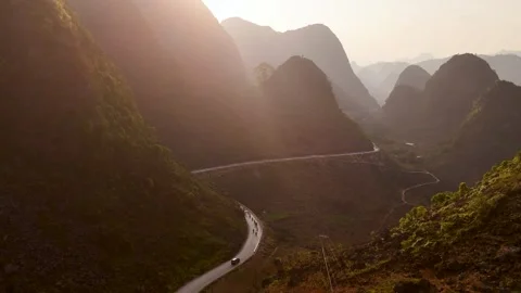 Cinematic Tour on the Ha Giang Loop Vietnam, Culture and Mountain Adventure Stock Footage 321524177
