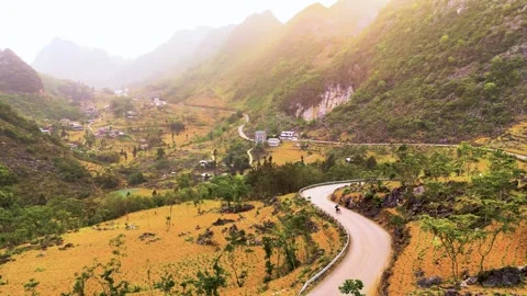 Cinematic Tour on the Ha Giang Loop Vietnam, Culture and Mountain Adventure Stock Footage 321524459
