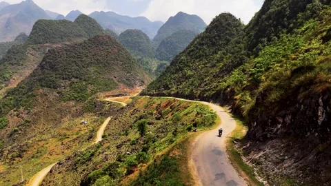 Cinematic Tour on the Ha Giang Loop Vietnam, Culture and Mountain Adventure Stock Footage 321524943
