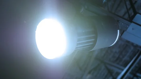 Cinematic track light with glowing source - pan by camera Stock Footage 94549319