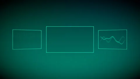 Cinematic tracking camera revolving around a spatial computing UI, 4K Stock Footage 338432939