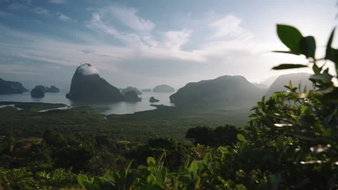 Cinematic Tracking Shot Through Tropical Flowers of Majestic Samet Nangshe Stock-Footage 334641775