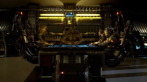 Cinematic UFO Command Room: Mission Planning Scene Stock Footage 113877750
