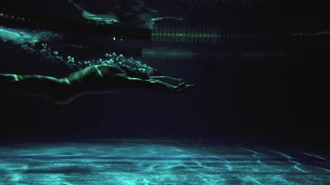 Cinematic Underwater Dolphin Kick on Back by Two Professional Swimmers 4K 動画素材 321008467