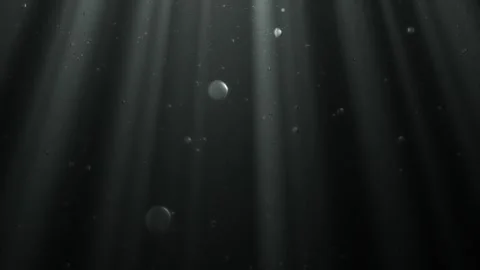 Cinematic Underwater Scene with Light Rays with Bubbles and Floating Particles Video stock 346939073