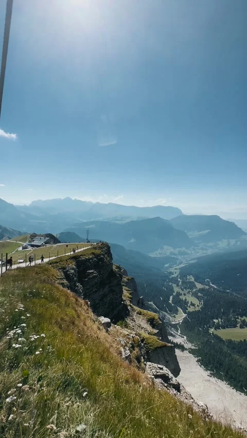 Cinematic Valley View from Seceda Peak Stock Footage 329584574