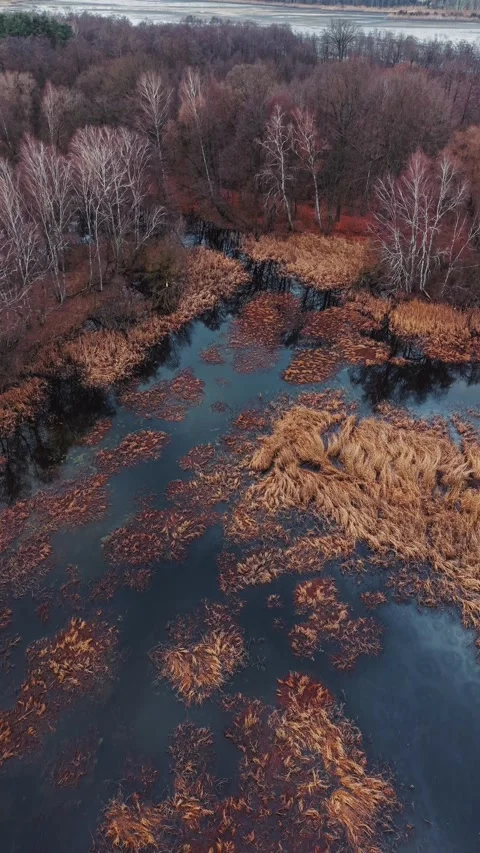 A cinematic, vertical frame from a drone flying backwards over the picturesque Stock Footage 324762951