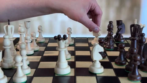 Cinematic View of Action During Chess Game Stock Footage 310139189