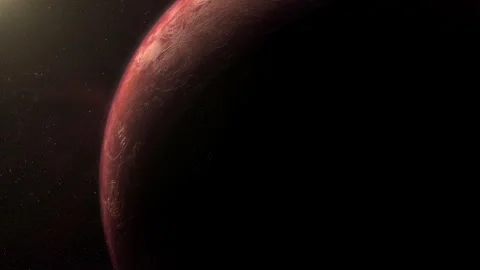 Cinematic view of an alien planet with red rocky surface Stock Footage 316361689