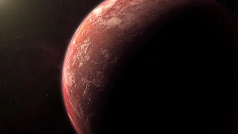 Cinematic view of an alien planet with red rocky surface Stock Footage 316362725