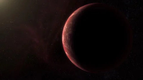 Cinematic view of an alien planet with red rocky surface Stock Footage 316362991