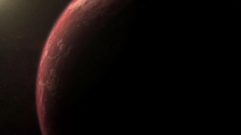 Cinematic view of an alien planet with red rocky surface Stock Footage 316366873