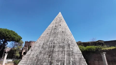 Cinematic View Of The Ancient Pyramid Of Cestius In Rome Italy Stock Footage 336280762