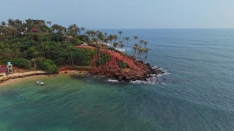 Cinematic view around coconut tree hill in Mirissa Sri Lanka Stock Footage 331028385