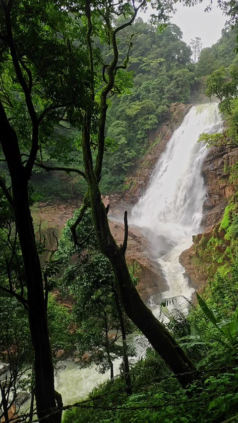 Cinematic view of Barude Falls showcasing cascading water and scenic natura.. Stock Footage 339081805