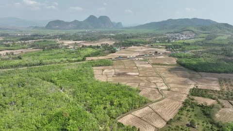 Cinematic view with cargo train and mountain in malaysia Stock Footage 273035148