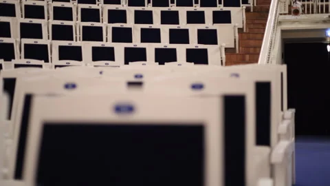 Cinematic view of a concert hall with empty seats before the show Vidéo 325216862