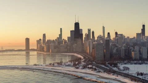 Cinematic View of Downtown Chicago Stock Footage 148496871
