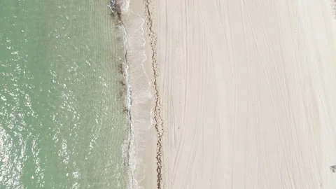 Cinematic view from the drone to the gold sandy beach Stock Footage 154138361