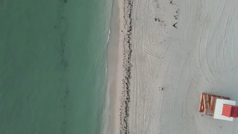 Cinematic view from the drone to the sandy beach Stock Footage 153915313