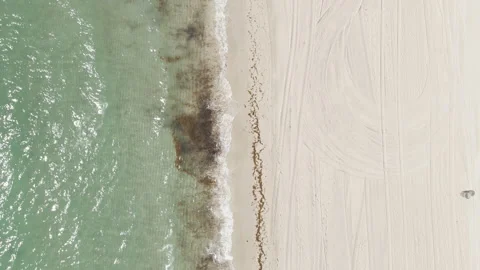Cinematic view from the drone to the sandy beach Stock Footage 154138684