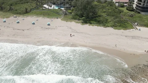 Cinematic view from the drone to the sandy beach Stock Footage 154139734