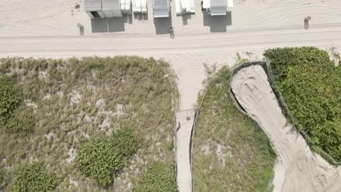 Cinematic view from the drone to the sandy beach Stock Footage 154140009