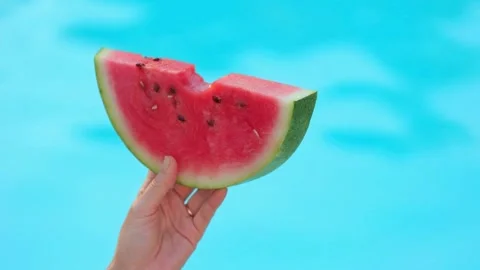 Cinematic View Of Fruit By Swimming Pool Stock Footage 323520857