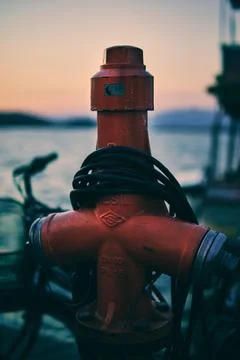 Cinematic View of a Hydrant at the Shore Foto stock