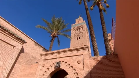 Cinematic View Of Koutoubia Mosque, Marrakech, Morocco, 4K Stock Footage