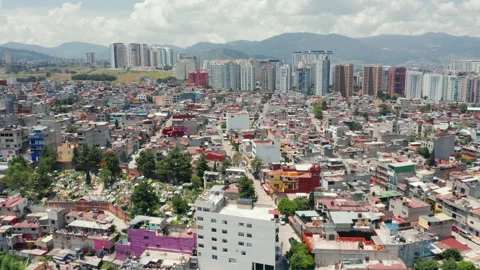 Cinematic view on Mexico city architecture skyline. Exploring colorful town 4K Stock Footage 139497879