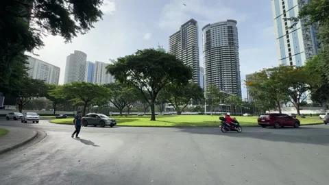 Cinematic View of a Roundabout and Traffic in BGC 4k 60fps Stock-Footage 339207233