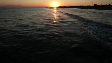 Cinematic view of sea waves during sunset. Stock Footage 161084254