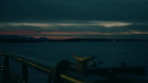 Cinematic view from Ship Deck in Seattle Ferry. Seattle after Sunset 6K, 2025 Stock Footage 312183042