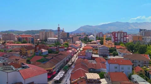 Cinematic View Of Shkoder Cityscape In Albania Stock Footage 323528749