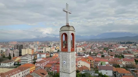 Cinematic View Of Shkoder Cityscape In Albania Stock Footage 323586106