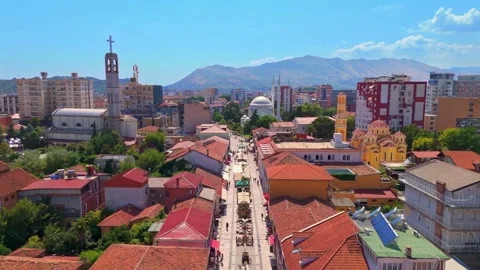 Cinematic View Of Shkoder Cityscape In Albania Stock Footage 323586129