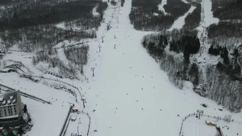 Cinematic view of ski slope in Canada Stock Footage 146755232