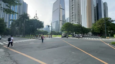 Cinematic View of Street Intersection in BGC 4k 60fps Видео 339207742