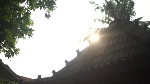 Cinematic View of Traditional Javanese Joglo House and Wood Architecture Stock Footage 342081253