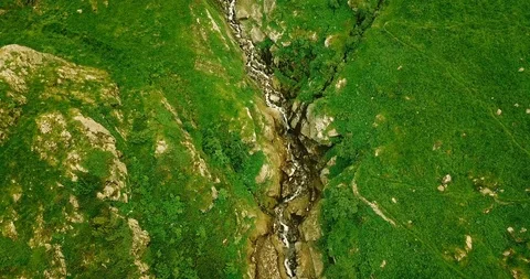 Cinematic view of wild mountain stream in Pyrenees Stock Footage 94497677