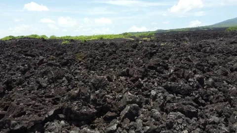 Cinematic Volcanic Walk Through Dry lava Stock Footage 161424924