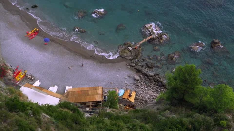 Cinematic Water Rocks Boats Amalfi Coast Italy 4K Stock Video Footage Vídeo Stock 59082962