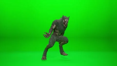 Cinematic Werewolf Dynamic Dance on Green Screen Stock Footage 318207477
