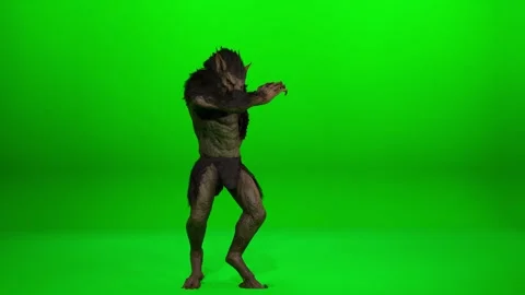 Cinematic Werewolf Dynamic Dance on Green Screen Stock Footage 319005426