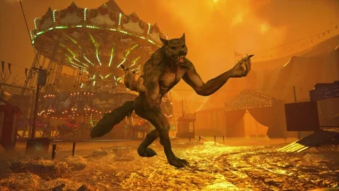 Cinematic Werewolf Performance in Ruins Stock Footage 321672266
