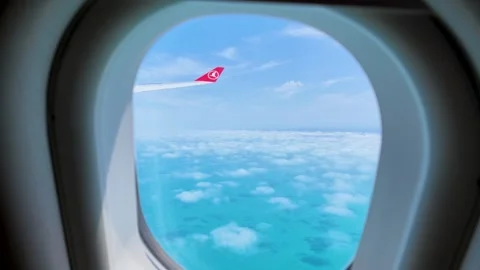 Cinematic window seat view of flight journey. 스톡 동영상 336930882