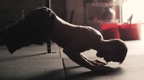 Cinematic Yoga pushups (medium shot) 動画素材 42238822
