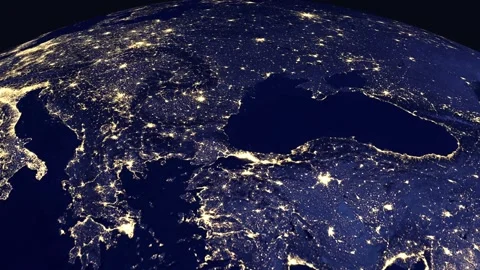 Cinematic Zoom From Outer Space to Night City Lights of Sofia Bulgaria Video stock 331904470