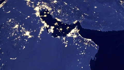 Cinematic Zoom From Space to Riyadh Saudi Arabia at Night Stock Footage 331835547
